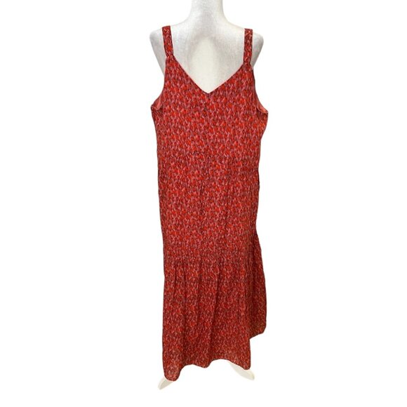 Joie Women's A-Line Maxi Dress Orange Geometric Sleeveless Size XXL V-Neck - Picture 2 of 9